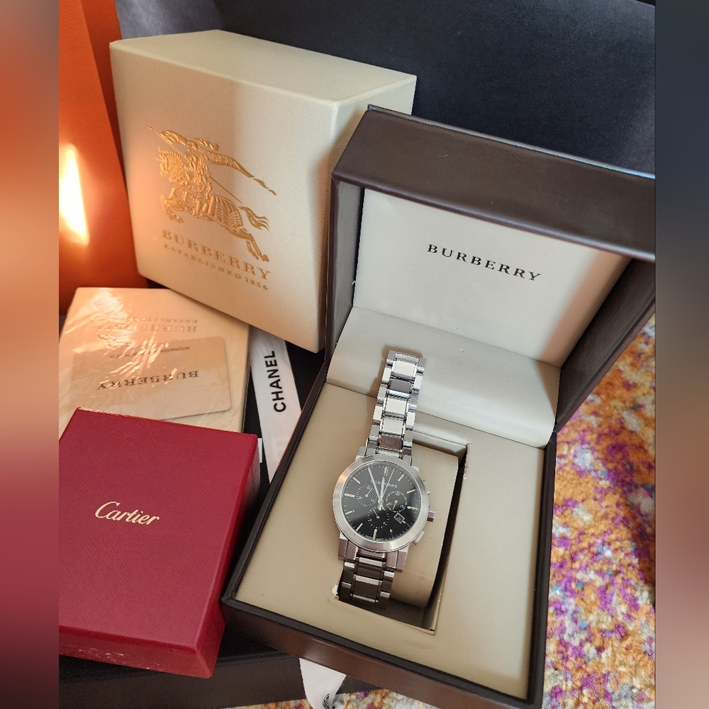 Authentic Burberry Black Dial Silver Bracelet Watch